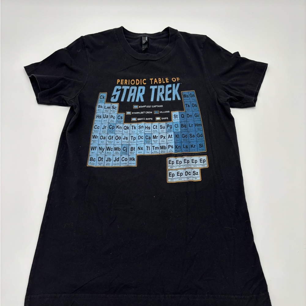 Periodic Table of Star Trek T-Shirt – Black – Size Small – Sci-Fi Graphic Tee